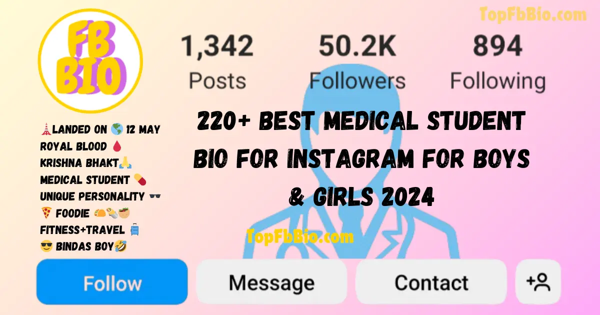 Medical student bio for Instagram