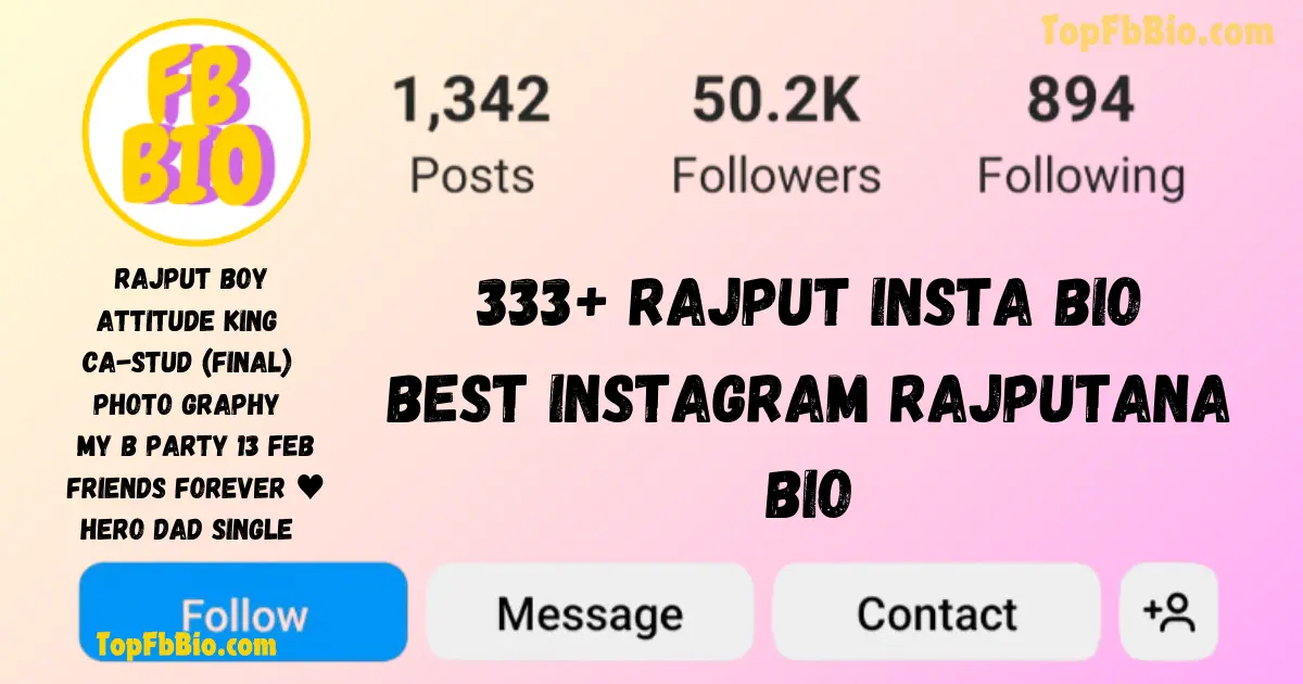 Rajput Insta Bio